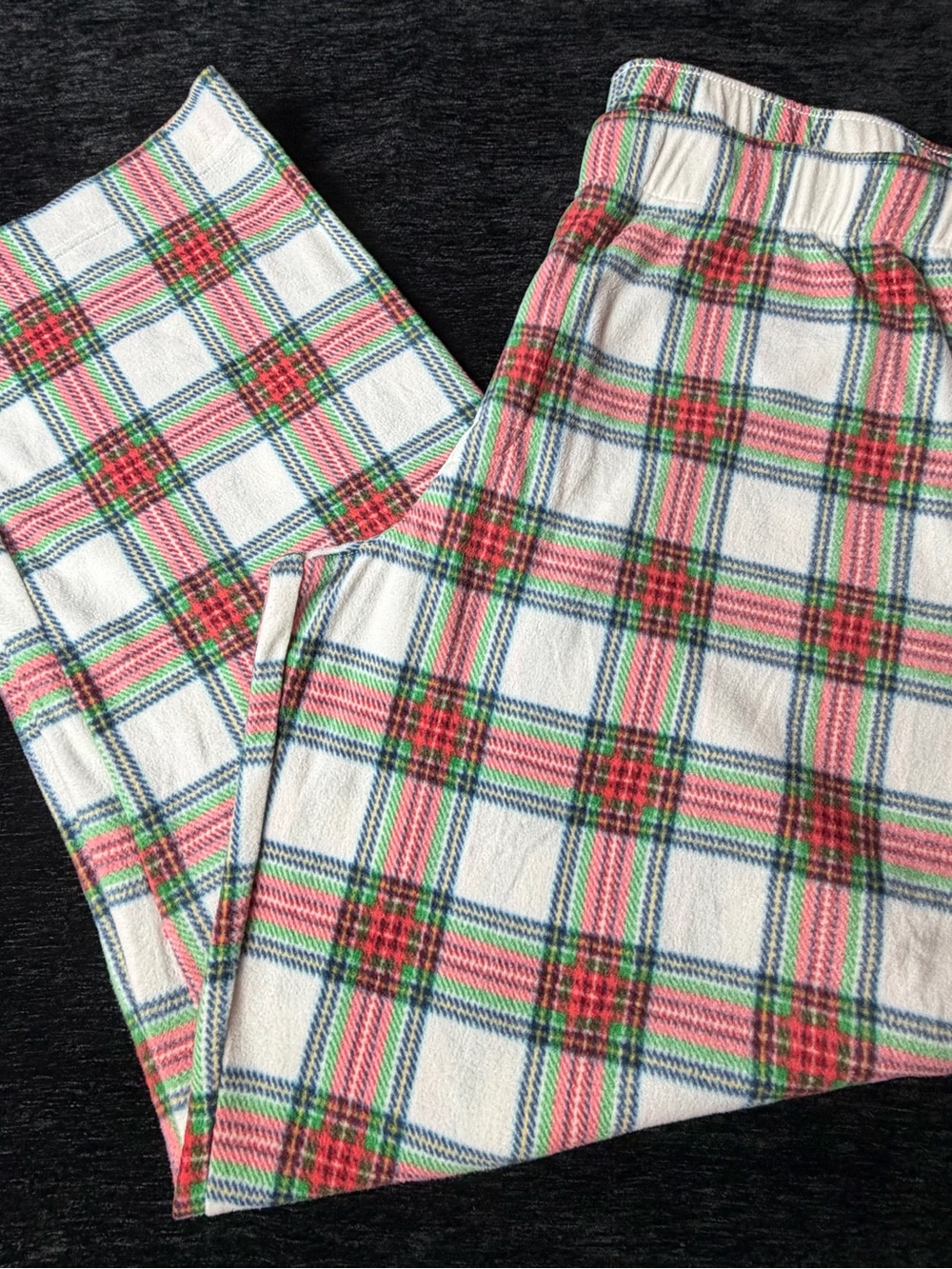 Men’s White Plaid Lounge Pants with Red & Green Accents NWOT